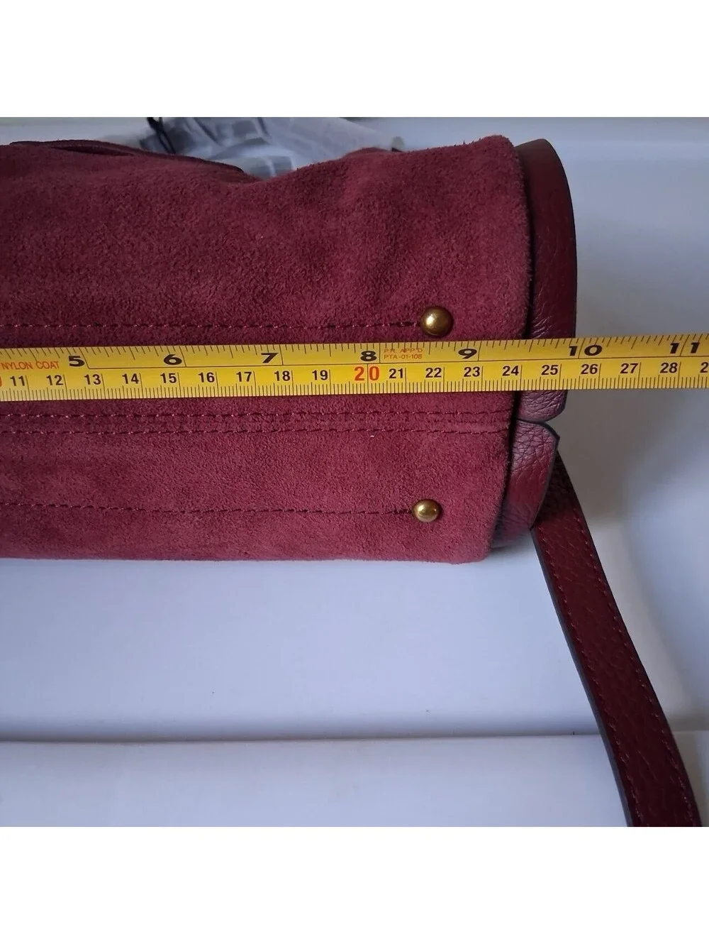 American Leather Co. Auburn Convertible Crossbody Satchel Dark Cherry Suede NWT